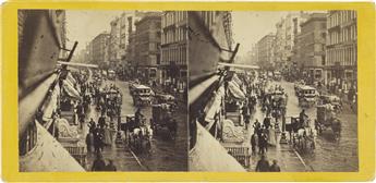 (STEREO VIEWS) Group of 265 views of New York City, including bustling street scenes and harbor views, as well as Central Park, Coney I